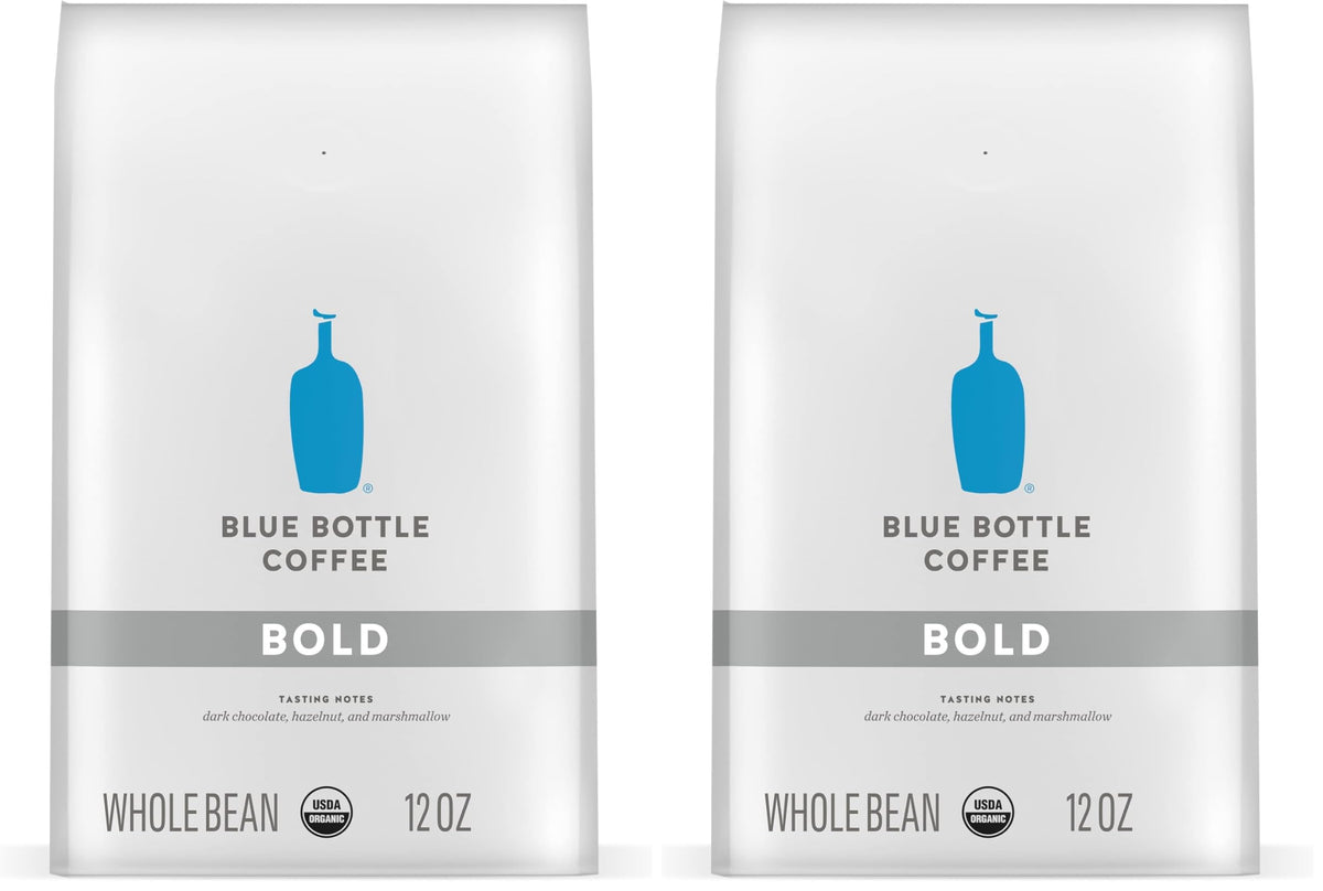 Blue Bottle Whole Bean Organic Coffee, Bold, Dark Roast, 12 Ounce bag (Pack of 2)