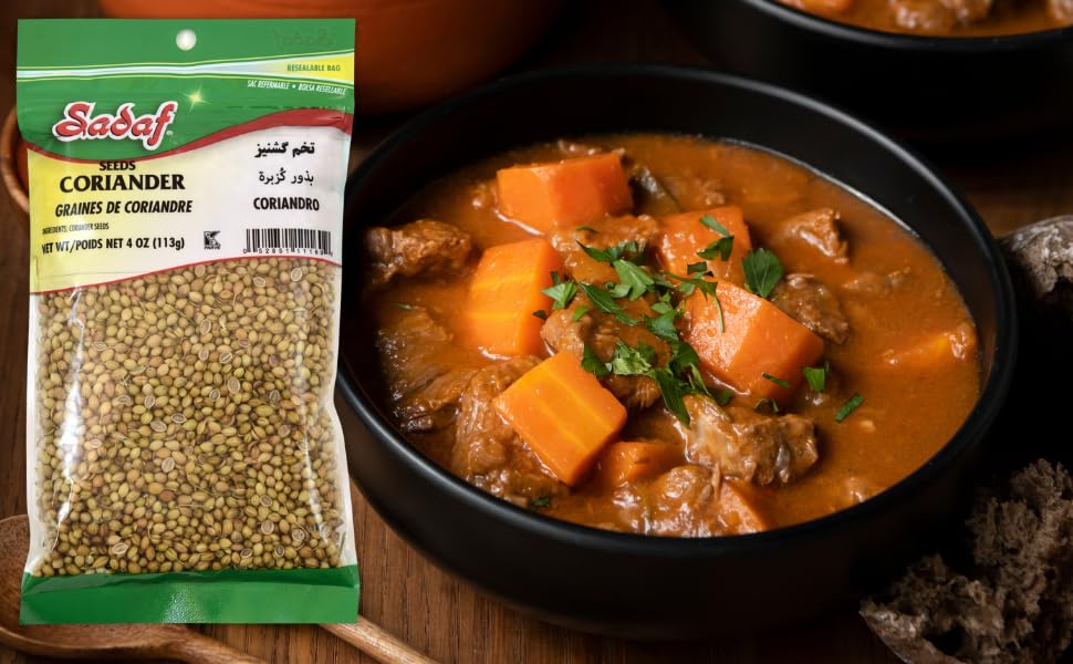 Sadaf Coriander Seeds Whole for Cooking - 4 Oz Resealable Bag - Light Brown