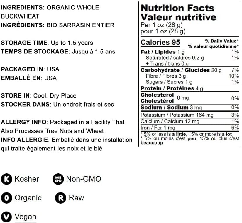Food To Live Organic Whole Grain Buckwheat Flour, 8 Pounds - Non-Gmo, Kosher, Unbleached, Unbromated, Unenriched, Stone Ground,