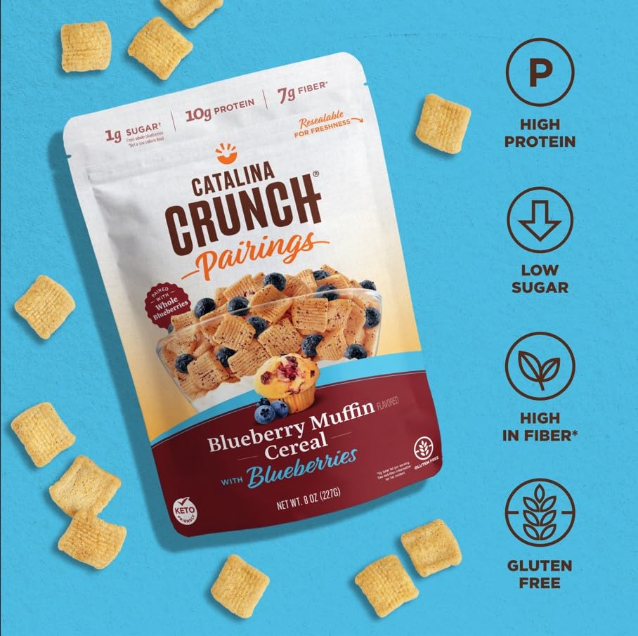 Catalina Crunch Pairings Blueberry Muffin Cereal, Vegan Snacks, Low Sugar 1G, Gluten & Grain Free, Low Carb, High Protein 10G &