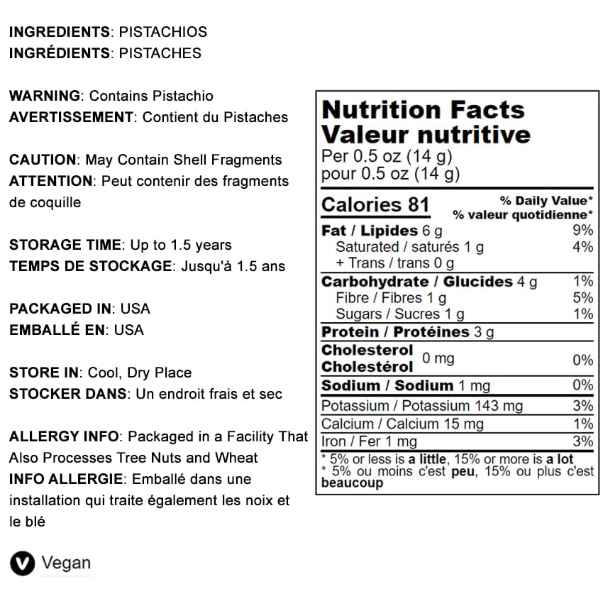 Food to Live Dry Roasted Pistachio Kernels, Unsalted, No Oil Added, 4 LB