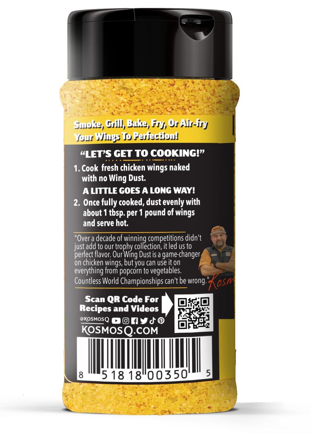 Kosmos Q Lemon Pepper Seasoning Wing Dust, Lemon Pepper Powder Chicken Wing Seasoning For Chicken, Fish, Popcorn & More, Zesty C