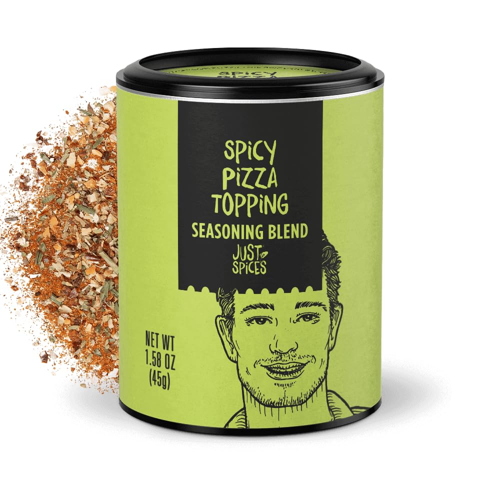 Just Spices Spicy Pizza Seasoning  1.58 Oz I A Versatile Topping For Pizza  Focaccia & Dips I Featuring Red Peppers  Tomato & A Hint Of Marjoram