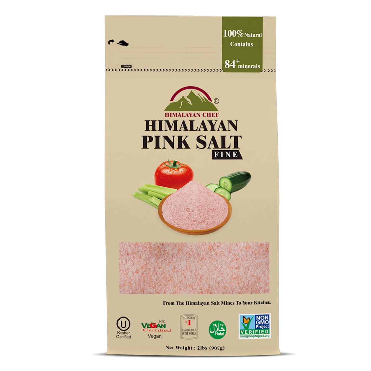 Himalayan Chef Pink Himalayan Salt, Fine Grain - 12 Lbs (6 X 2 Pound Bags)