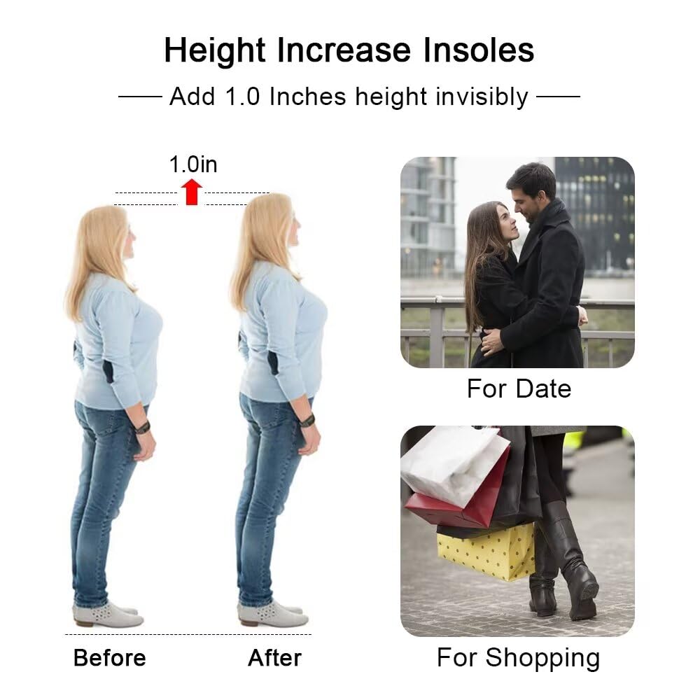 Dr.Foot Height Increase Insoles, Heel Cushion Inserts, Heel Lift Inserts For Leg Length Discrepancies (Small (1'' Height))