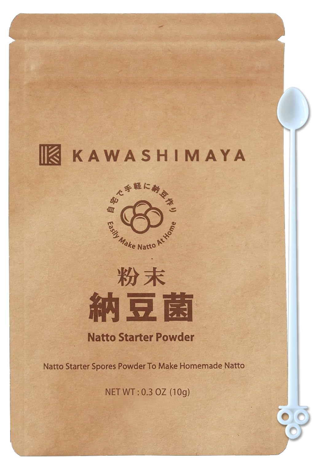 Kawashimaya Natto Starter Spores Powder 0.1 oz (3g), Can make up to 10-30kg Natto, Made From Soybean Extract