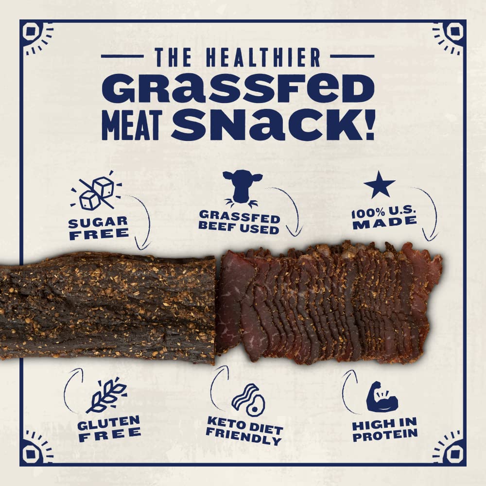 True Jerky Biltong Slab - Grass Fed Beef Jerky, High Protein, Gluten Free, 8 oz, All Natural Meat Snack