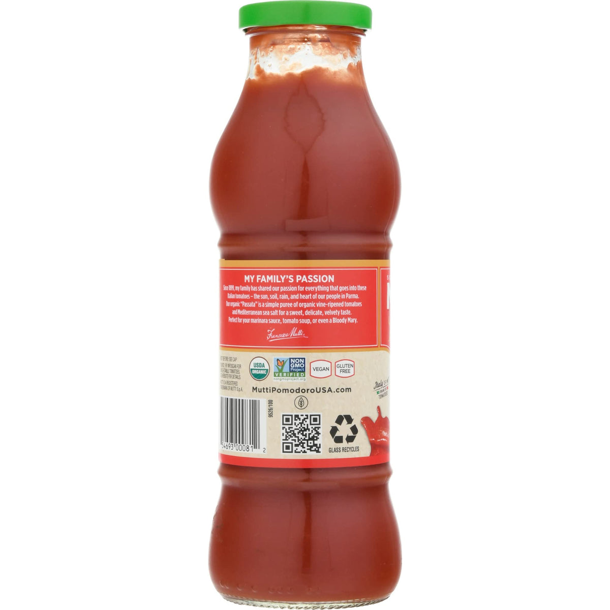 Mutti Organic Tomato Puree (Passata), 19.7 Oz. | 6 Pack | Italy’S #1 Brand Of Tomatoes | Fresh Taste For Cooking | Bottled Tomatoes | Vegan Friendly & Gluten Free | No Additives Or Preservatives
