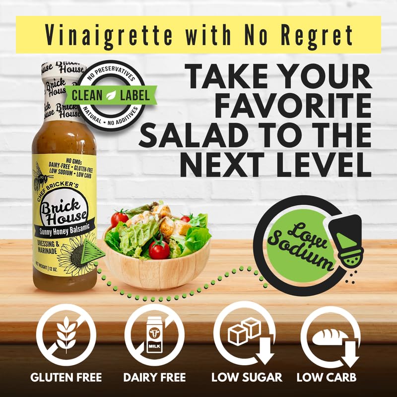 Brick House Balsamic Vinaigrette Dressing, Low Carb, Non-GMO, 12 oz (Pack of 2)