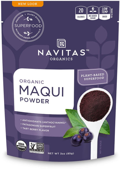 Navitas Organics Maqui Powder, 3 oz. Pouch, 17 Servings - Organic, Non-GMO, Freeze-Dried, Gluten-Free