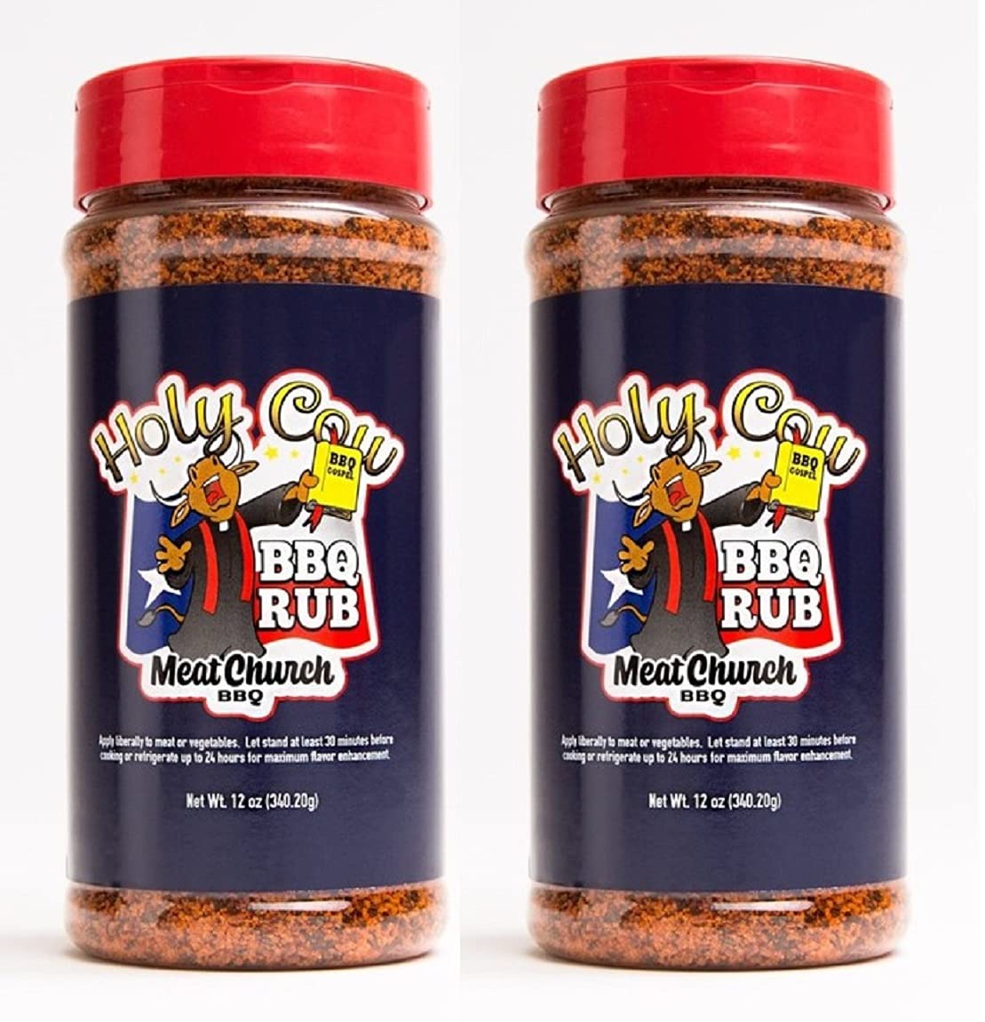 Meat Church BBQ Rub Combo: Two Bottles of Holy Cow (12 oz) BBQ Rub and Seasoning for Meat and Vegetables, Gluten Free, Total of 