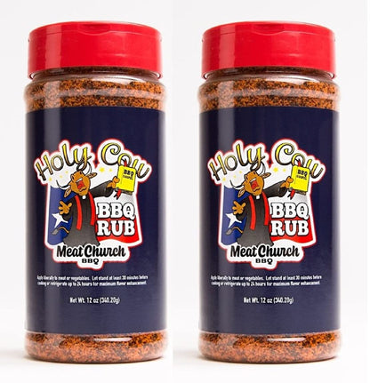 Meat Church BBQ Rub Combo: Two Bottles of Holy Cow (12 oz) BBQ Rub and Seasoning for Meat and Vegetables, Gluten Free, Total of 