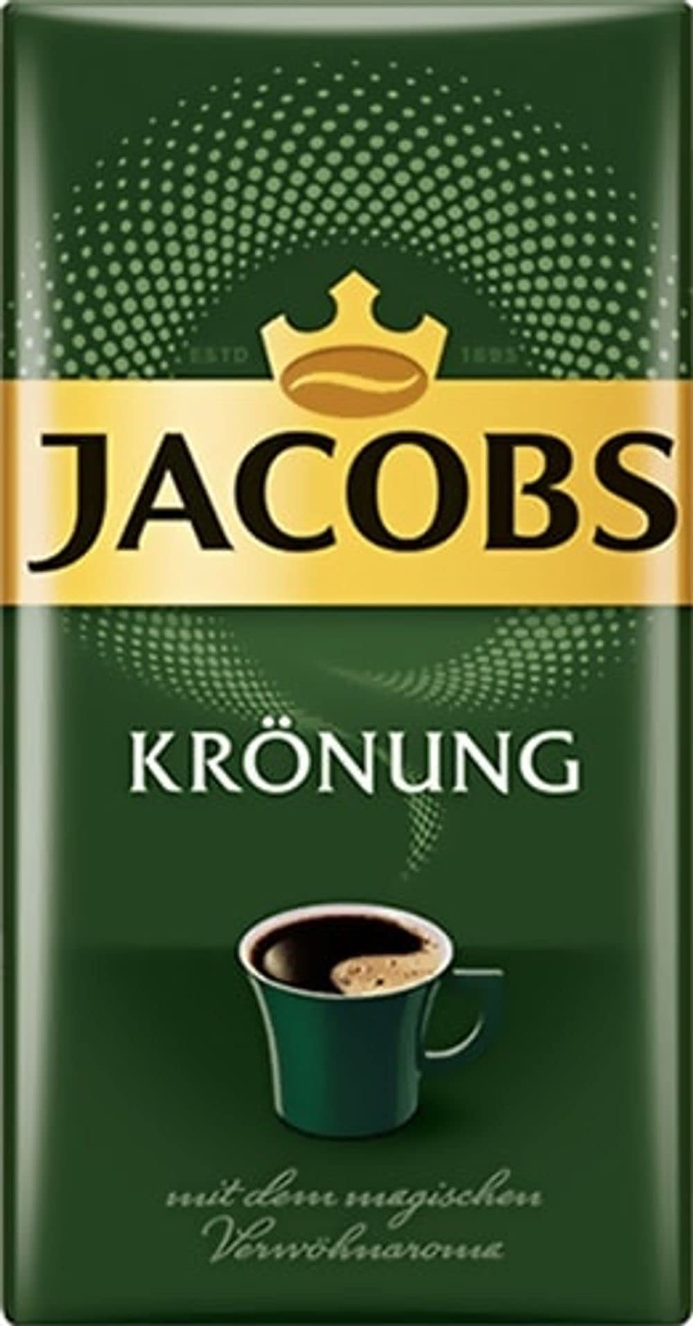Jacobs Kronung Ground Coffee, 500g (17.6oz), Pack of 12, Green