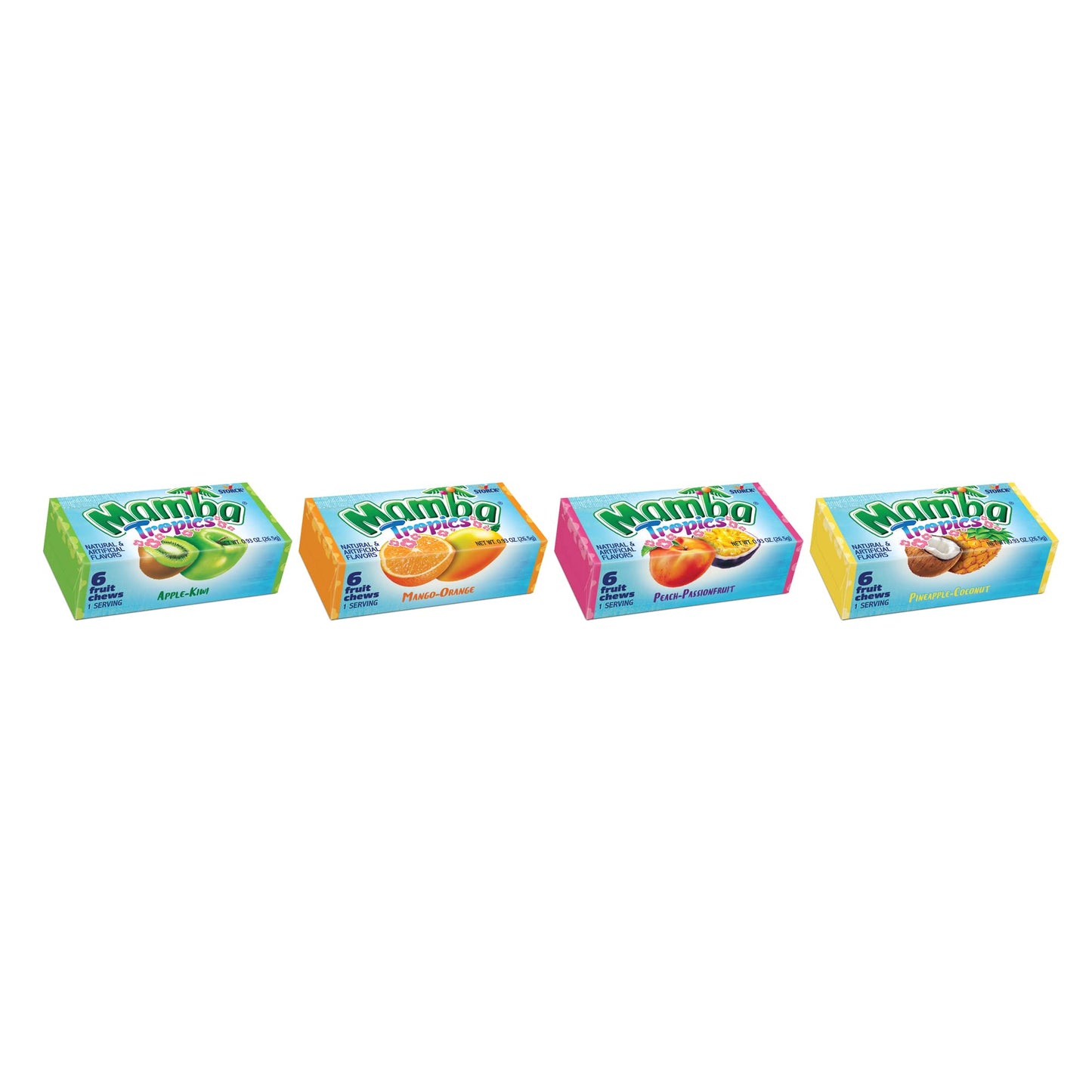 Mamba Tropics Fruit Chews Candy, 6 Pieces (Pack Of 48)