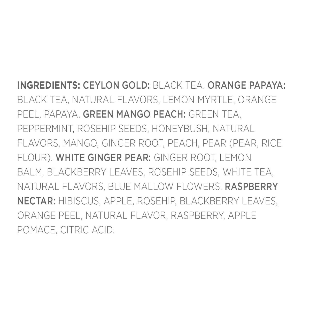 Tea Forte Tea Over Ice Sampler, Pitcher-Size Iced Tea Infusers, Black Tea, Green Tea, Herbal Tea, White Tea, 5 Count (Pack Of 1)
