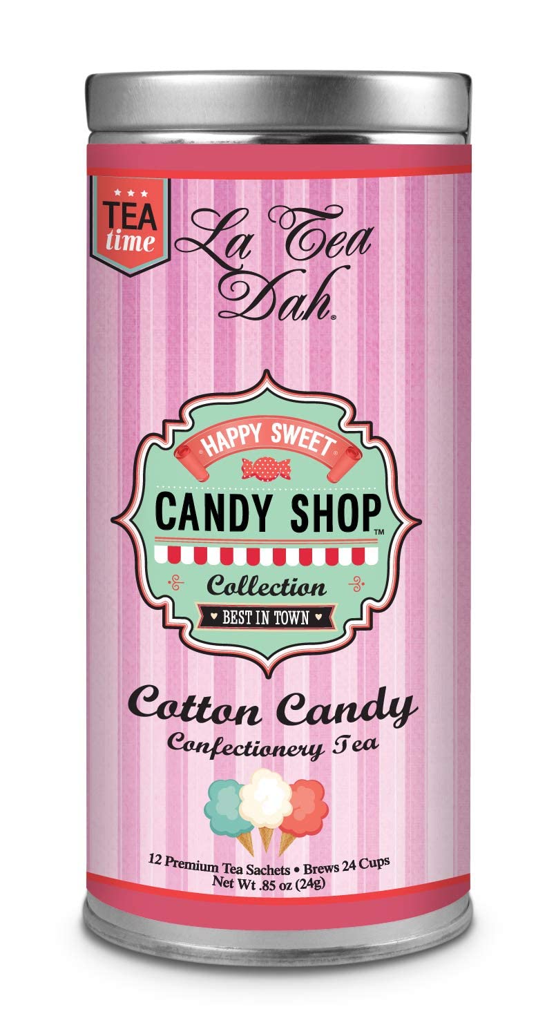 La Tea Dah Cotton Candy Tea - Lightly Caffeinated Oolong with Hibiscus, Raspberry & Apple - 12 Sachets