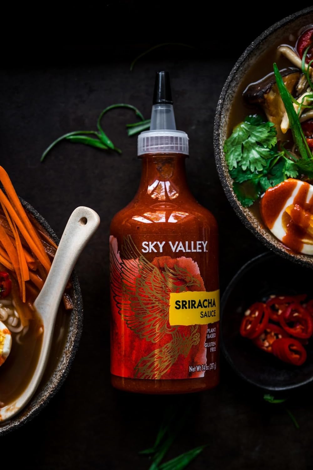 Sky Valley Sriracha Sauce - Hot Sauce, Made With Red Jalapeno Peppers, Gluten Free, Vegan, Non-Gmo, Less Than 2G Of Sugar Per Se