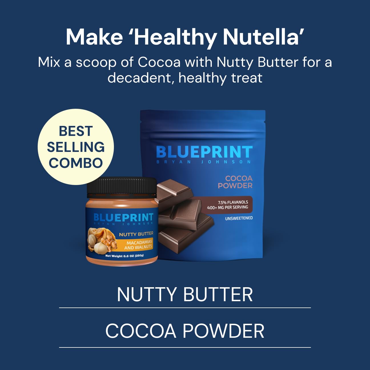Blueprint Bryan Johnson Nutty Butter - Macadamia & Walnut - Keto Snack, 8.8 oz - Vegan, Non-GMO, No Added Sugar