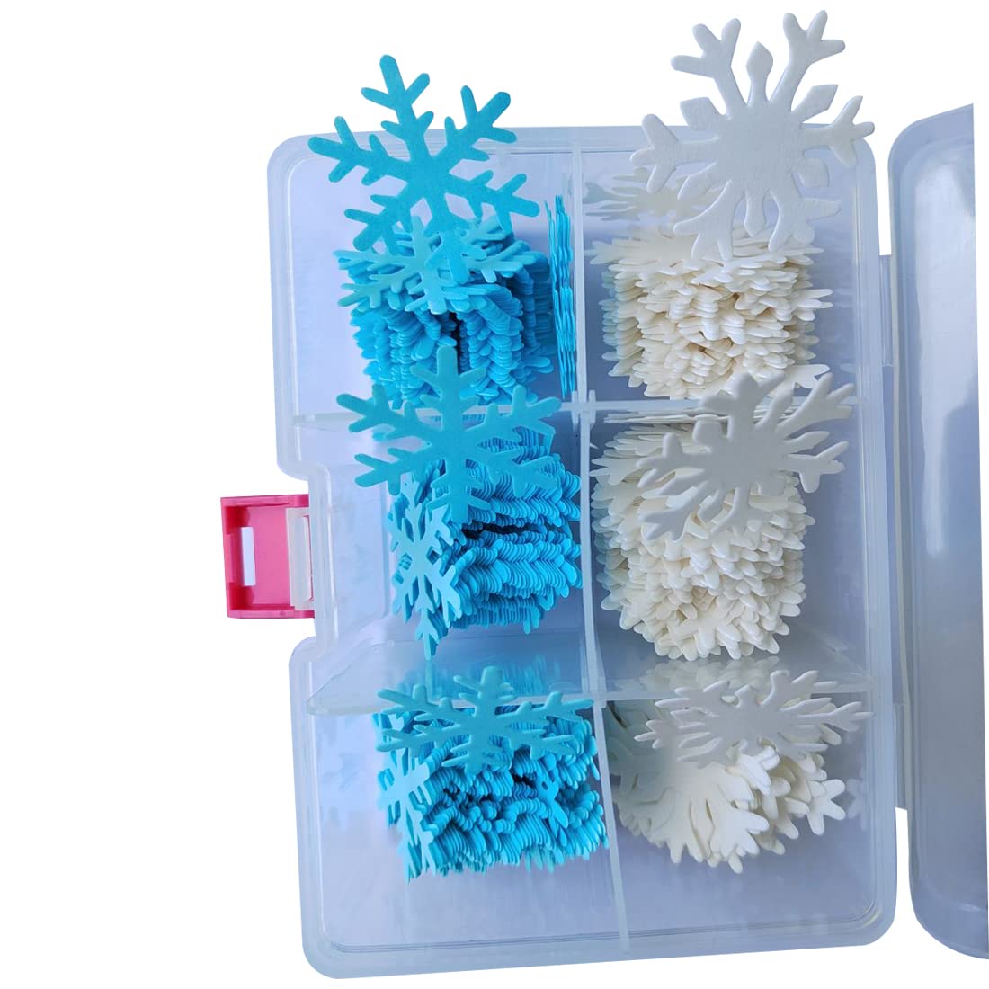 Homankit 50Pcs Edible Cake Cupcake Toppers Snowflakes Christmas Winter Party Decoration White And Blue