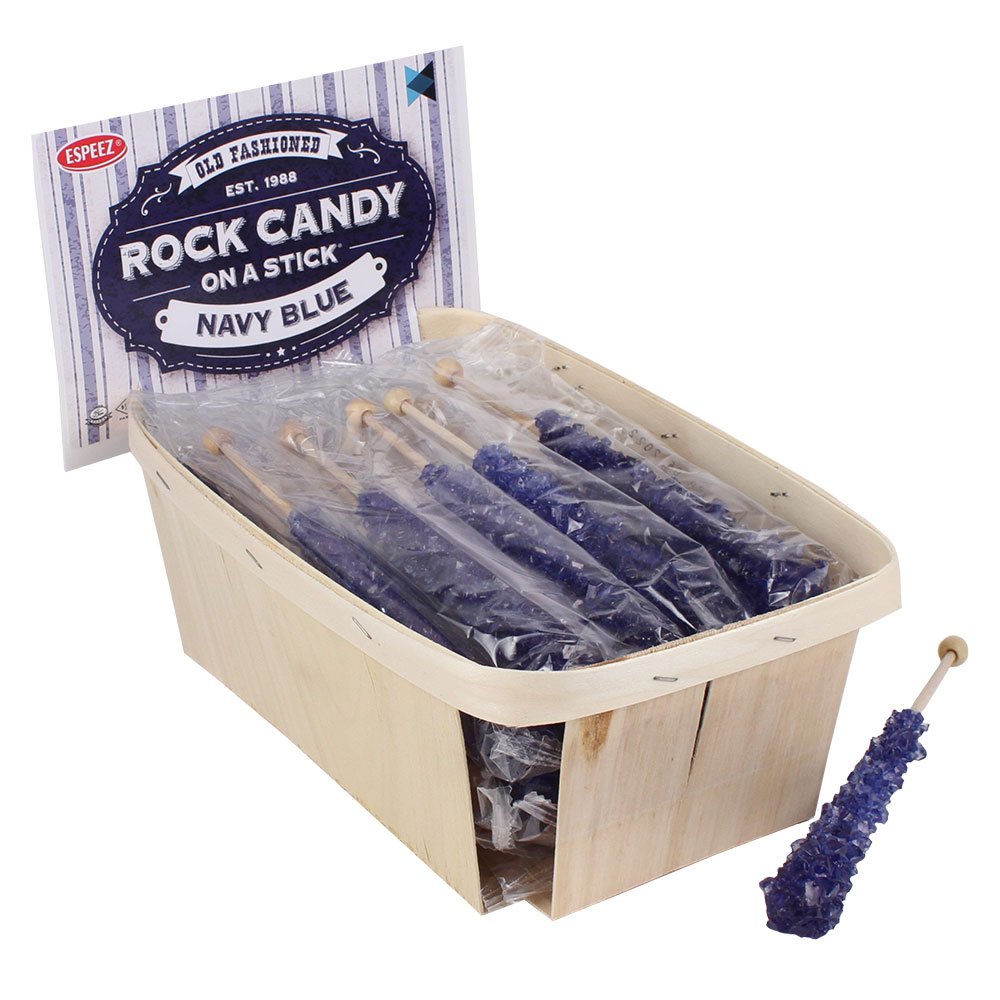 Extra Large Rock Candy Sticks: 24 Blueberry Lollipop - Navy Blue Rock Candy Sticks - Individually Wrapped - Espeez Rock Candy Sticks For Candy Buffet  Birthdays  Weddings  Receptions And Baby Shower