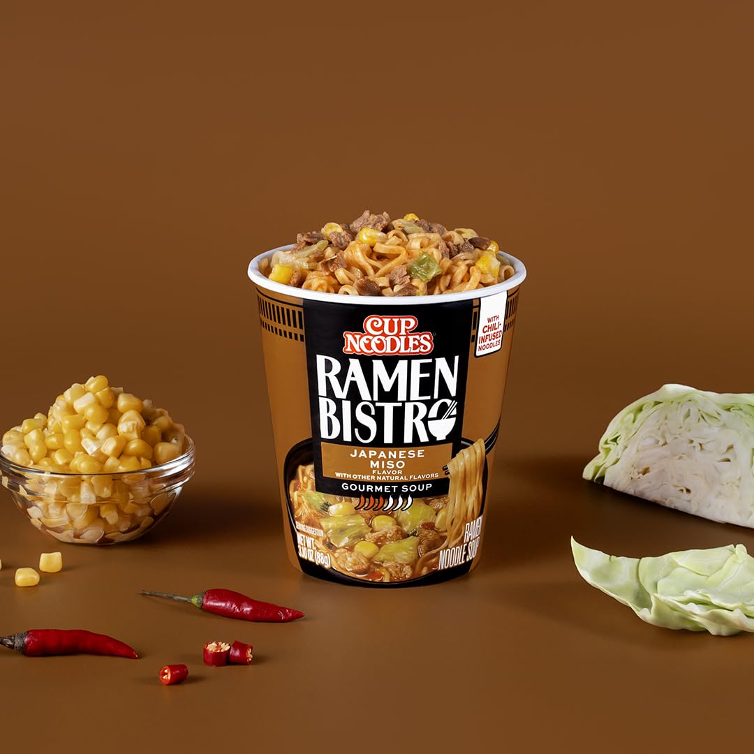 Nissin Cup Noodle Ramen Bistro, Japanese Miso, 3.1 Ounce (Pack Of 6)