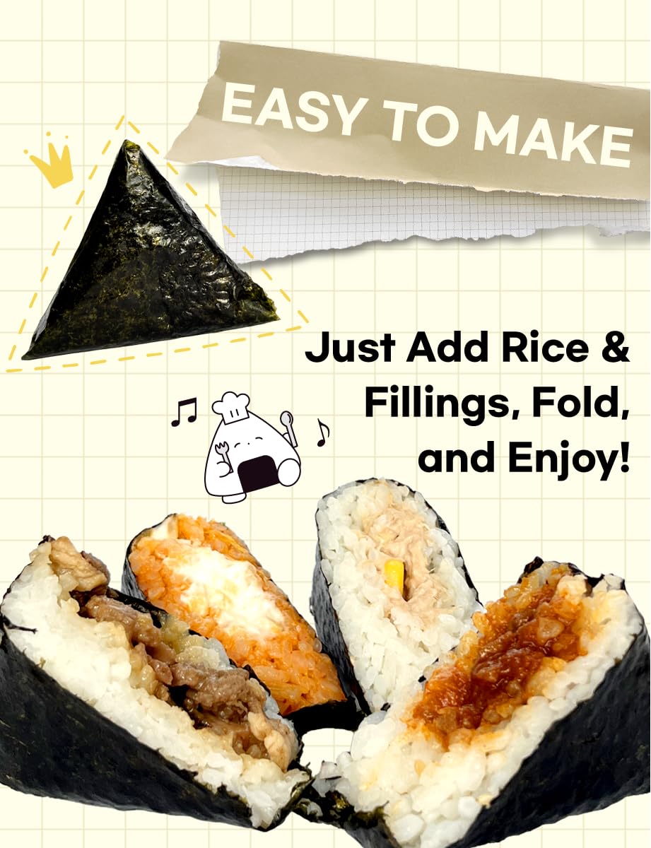 [50 sheets] Nice witchs Sea Wrappers for Triangle Rice Ball - Korean Gimbap Nori  Onigiri Sheets for Easy Homemade Cooking