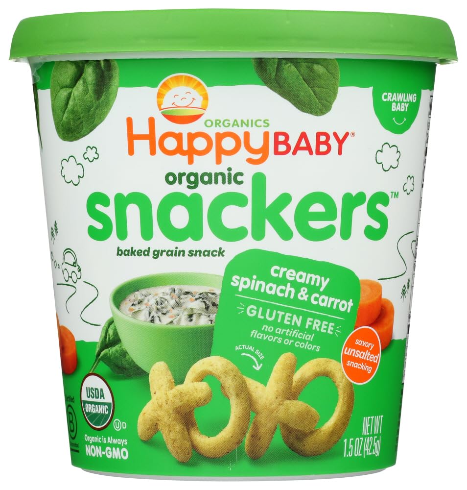 Happy Baby Organic Baked Creamy Spinach & Carrot Snacker Cup, 1.5 Oz