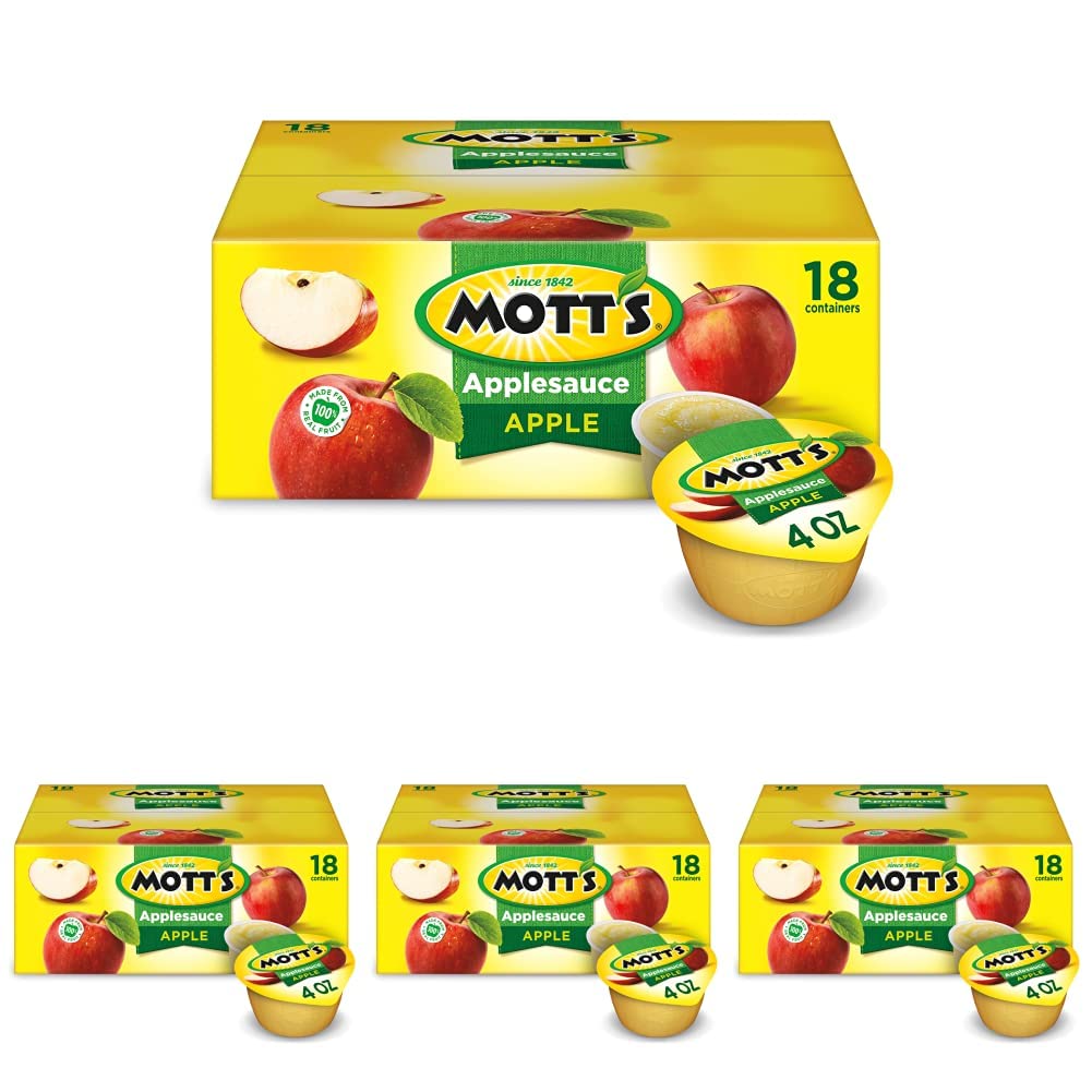 Motts Applesauce, 4 oz cups, 18 count (Pack of 4)