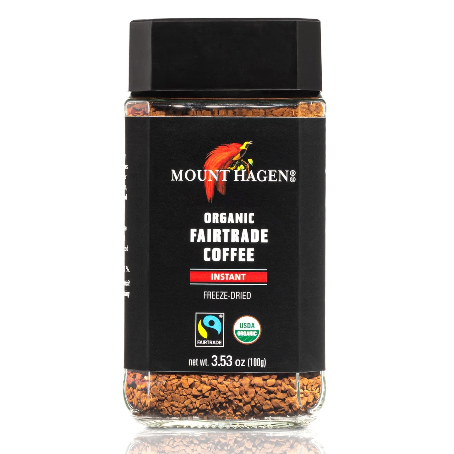 Mount Hagen 3.53oz Organic Freeze Dried Instant Coffee | Eco-friendly, Fair-Trade Coffee Made From Organic Medium Roast Arabica 