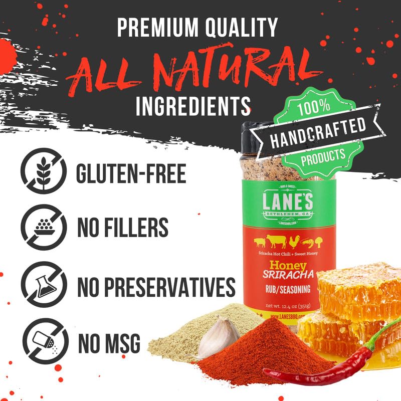 Lanes Honey Sriracha Seasoning, All-Natural Powder Blend with Garlic & Herbs, 12.4 Oz
