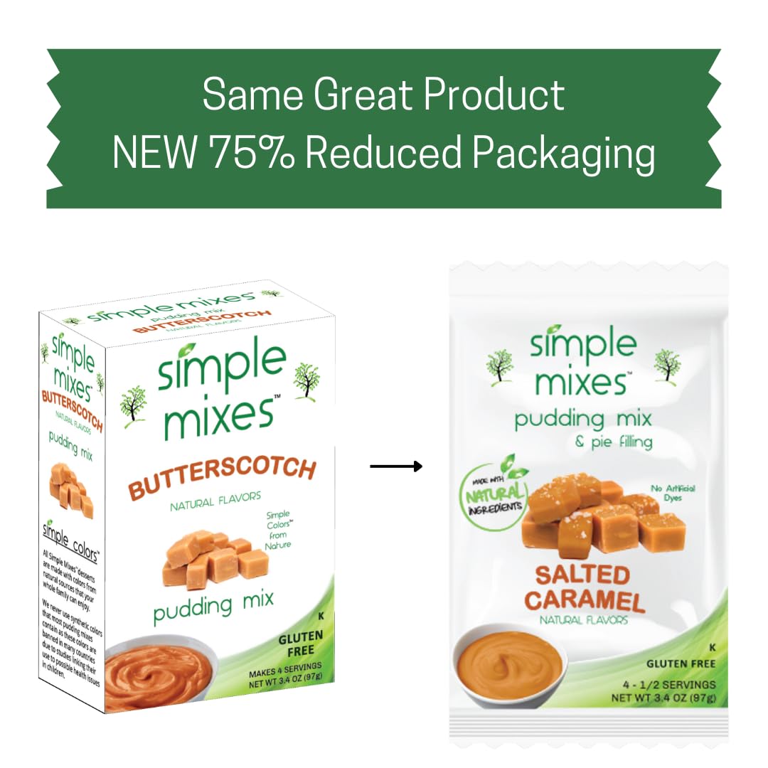 Simple Mixes Natural Instant Pudding Mix, Butterscotch Salted Caramel, 3.4 Ounces Each, Packof 6