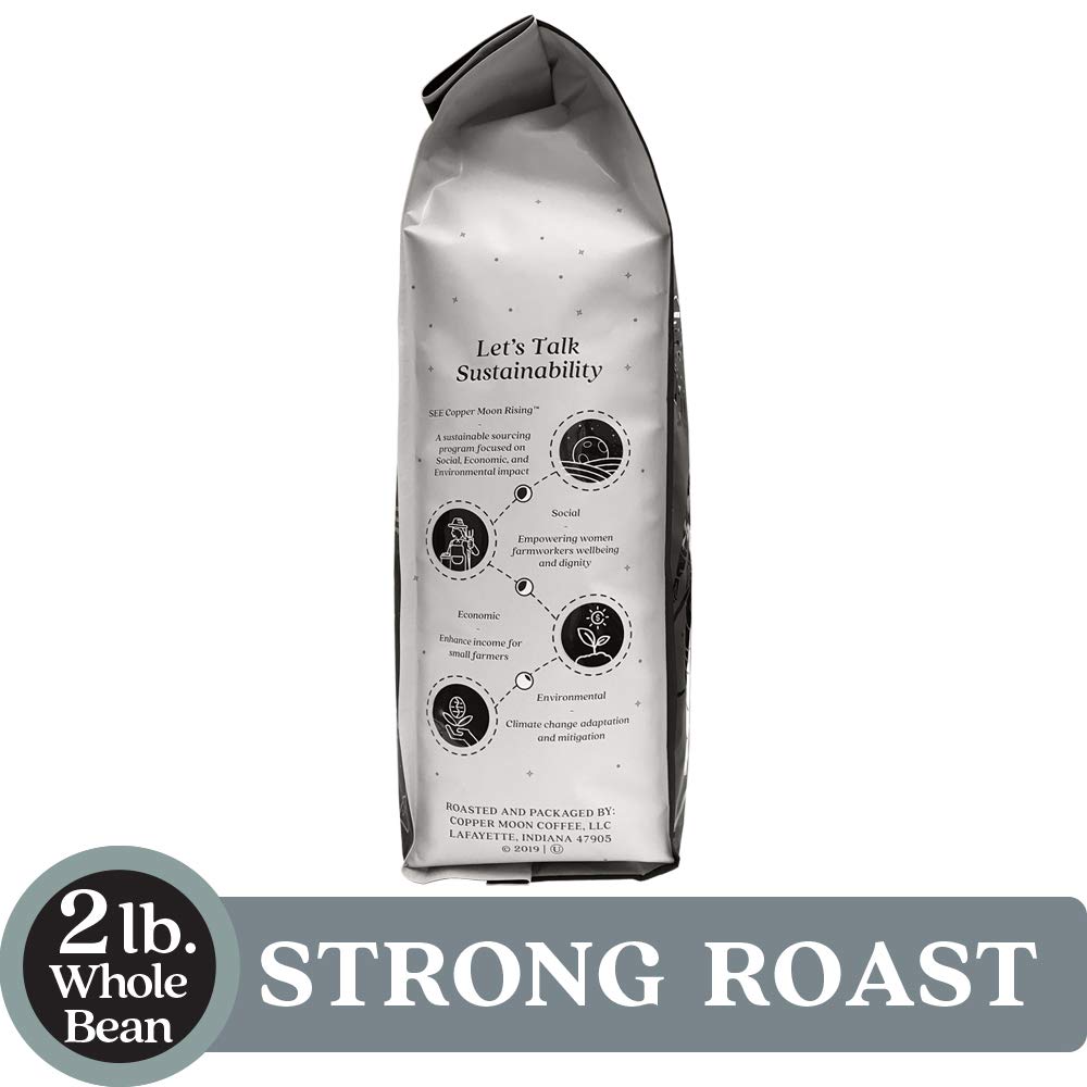 Copper Moon Strong Dark Roast Whole Bean Coffee, Blast Off Blend, 2 Lb