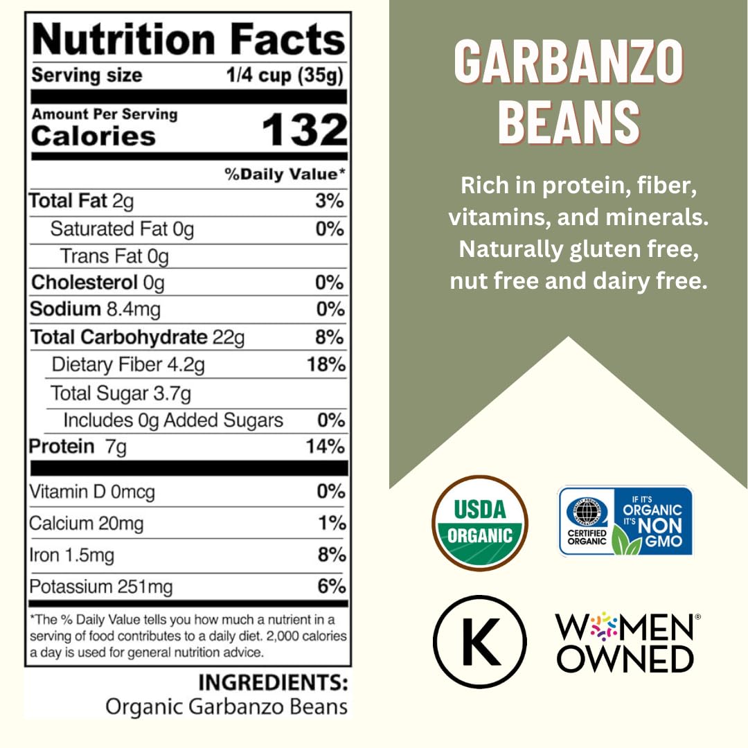Mountain High Organics Certified Organic Garbanzo Beans, 5 lb. Bag, Nutty Taste, bulk