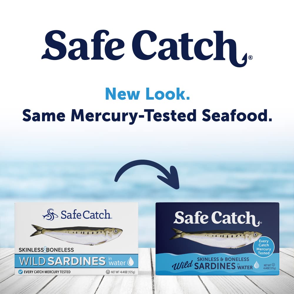 Safe Catch Wild Sardines in Water Skinless Boneless Wild-Caught Sardine Fillets Lowest Mercury Limit, Keto Food Kosher Non-GMO S
