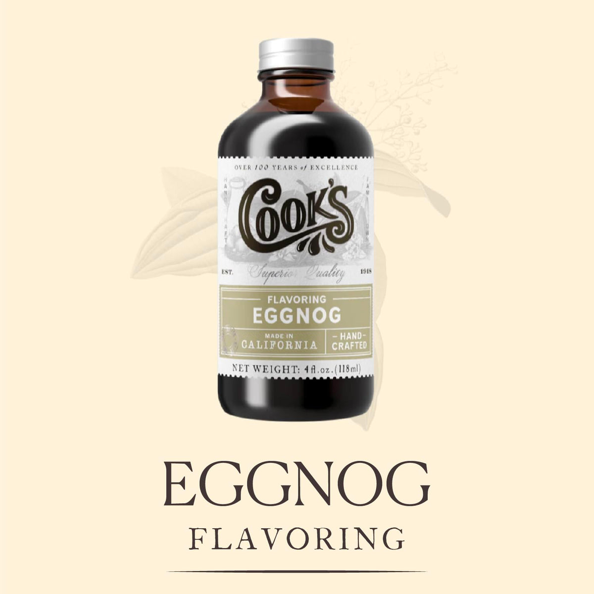 Cook'S, Eggnog Flavoring, For Making Eggnog, Baking, Ice Cream, Custard, Cheesecake, And Cookies, 4 Oz