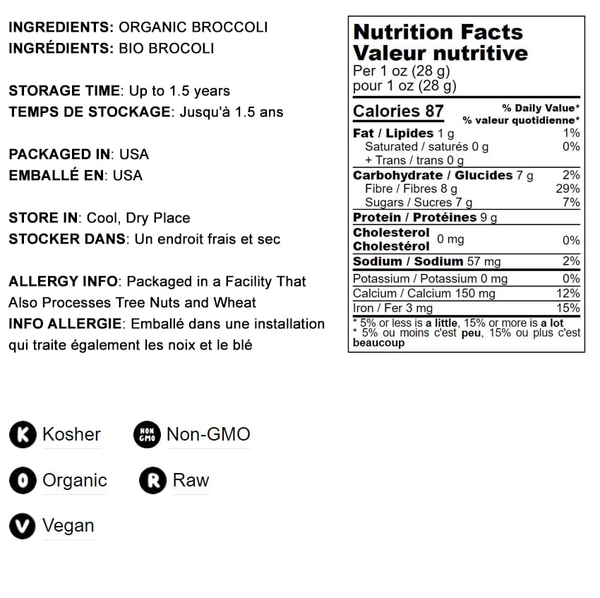 Food To Live Organic Broccoli Powder, 1 Pound - Non-Gmo, Raw, Kosher, 100% Pure, Ground From Whole Vegetables, Vegan Superfood, Bulk, Rich In Fiber, For Juices, Drinks, And Smoothies, Sirtfood