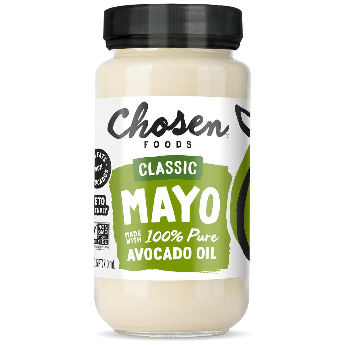 Chosen Foods Avocado Oil-Based Mayonnaise, Gluten & Dairy Free, 24 Fl Oz, Off-white