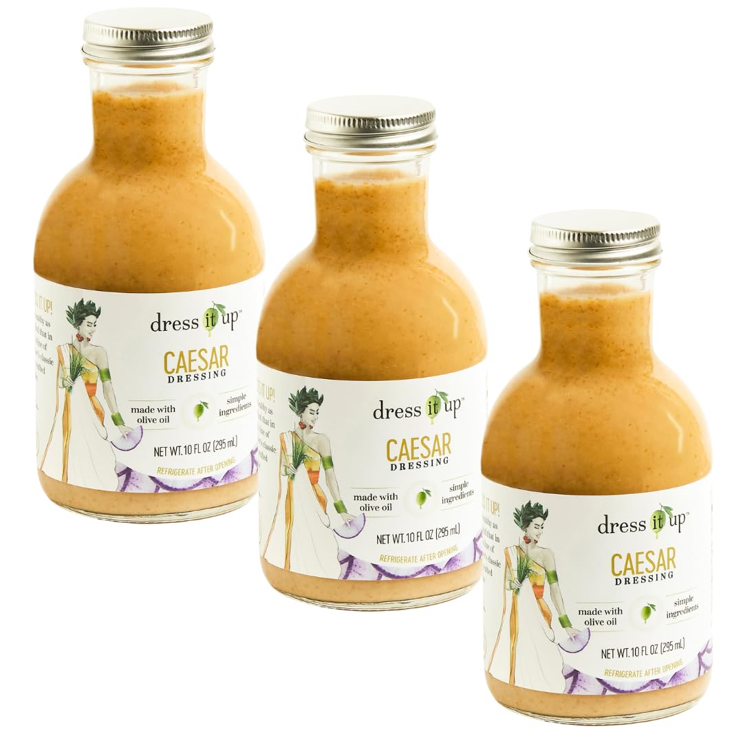 Dress It Up Salad Dressing  Caesar  3-10 Oz Bottles - Clean  Healthy  Delicious  Gluten-Free  Paleo  Keto  Vegan  Versatile  Marinade