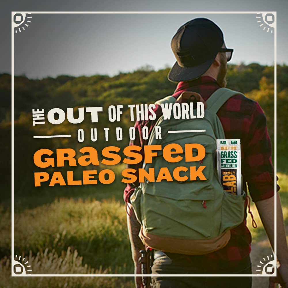 Made By True Garlic & Herb Biltong Slab - Grass-Fed Beef Whole Jerky Slab (8 Oz, Pack Of 1) - High-Protein Keto Snack, Natural,  -Free & Gluten-Free - Uncut Beef Jerky With Bold Garlic Flavor