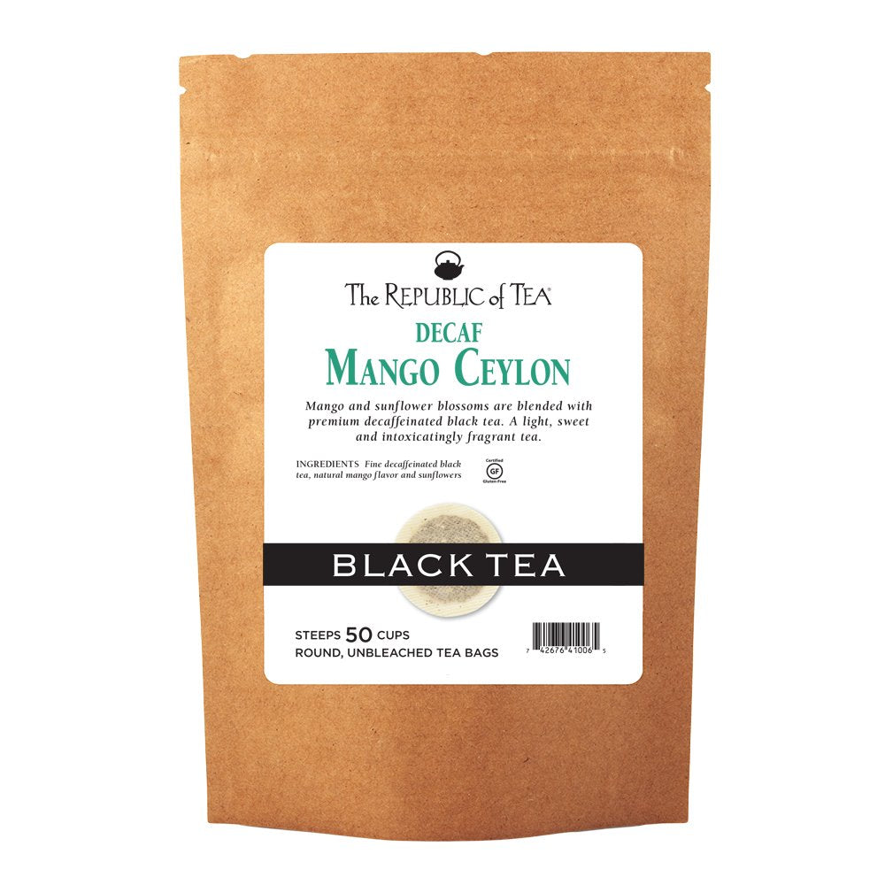 The Republic Of Tea Decaf Mango Ceylon Black Tea, 50 Tea Bag Refill