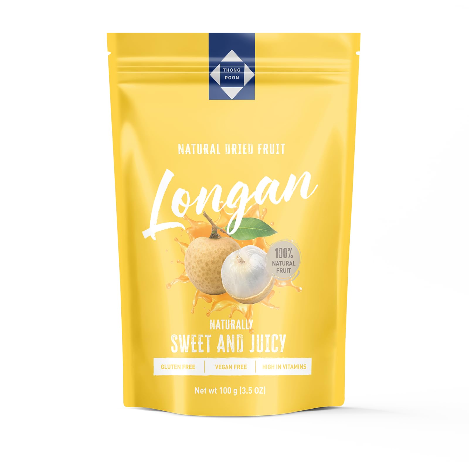 Natural Dried Longan - Naturally Sweet & Juicy  Top-Grade Thai Fruit  Gluten-Free  Vegan  High In Vitamins  No Added Sugar  Healthy Snack  3.5 Oz (100G) - Authentic Taste Of Thailand