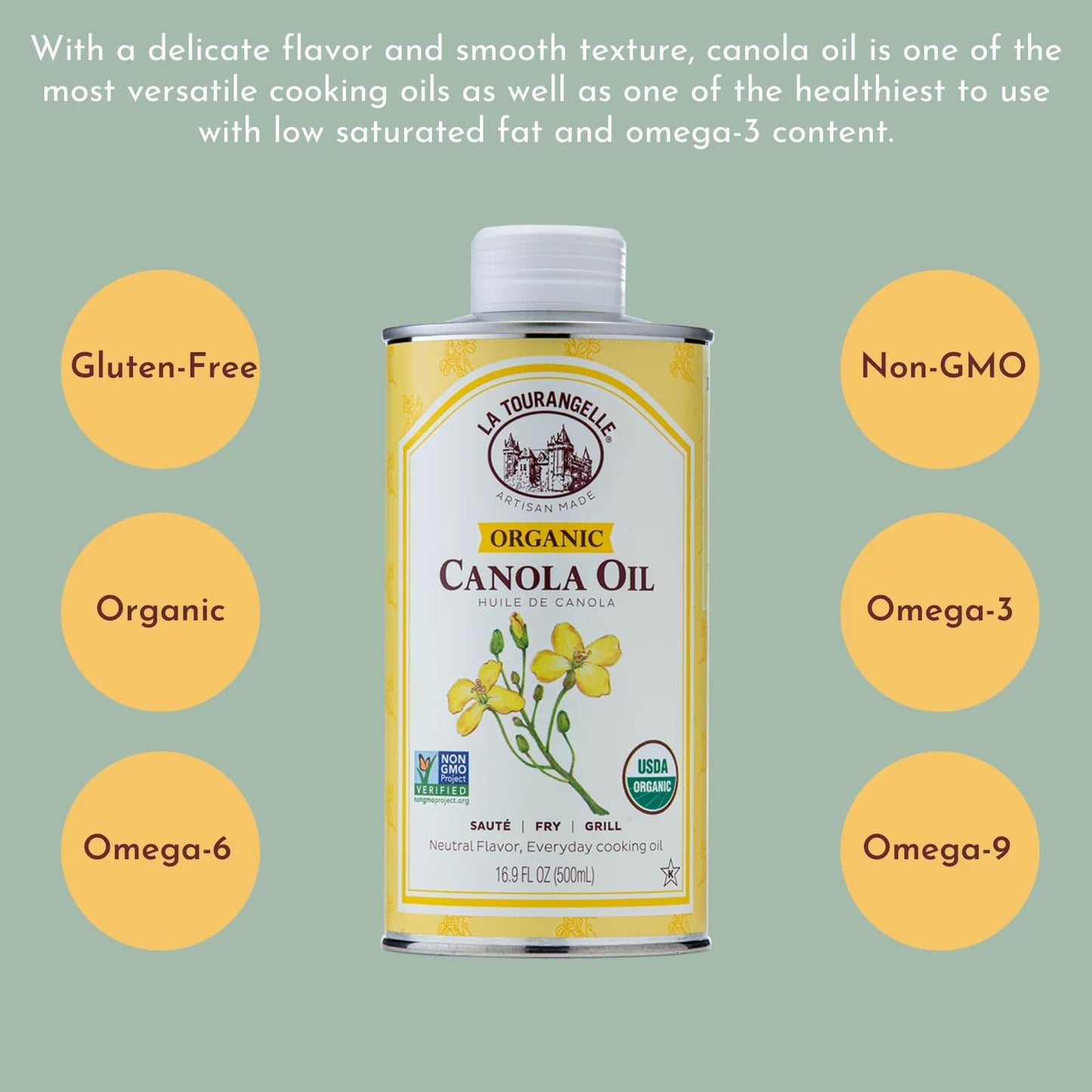 La Tourangelle Organic Canola Oil, Expeller-Pressed, Non-GMO, 33.8 fl oz
