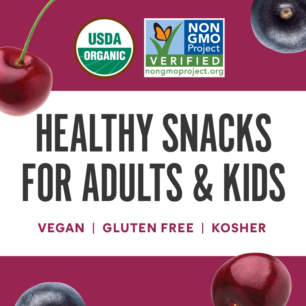 Noka Superfood Fruit Smoothie Pouches, Cherry Acai, Healthy Snacks with Flax Seed, Plant Protein and Prebiotic Fiber, Vegan and