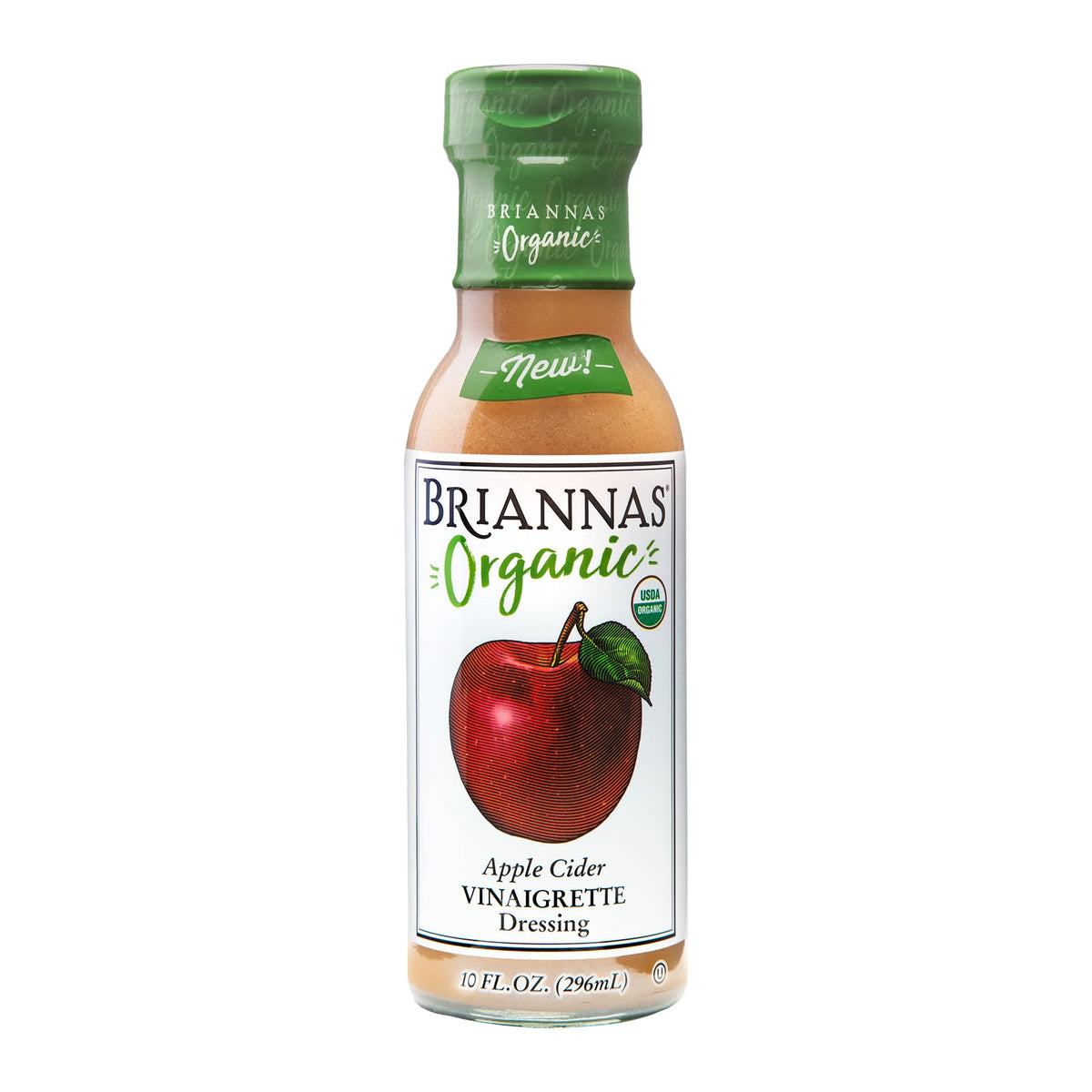 BRIANNAS Organic Apple Cider Vinaigrette Dressing - 10 oz Bottle - Certified Kosher & Organic