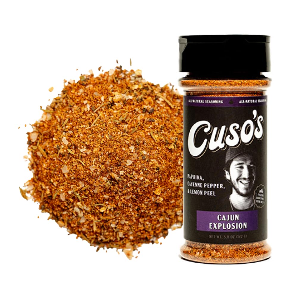 Cusos Cajun Seasoning - Authentic Louisiana Blend for Chicken  Seafood  Jambalaya & Gumbo - All Natural  Non-GMO  No Filler Spice Blend for Grilling & Cooking - 5 oz bottle