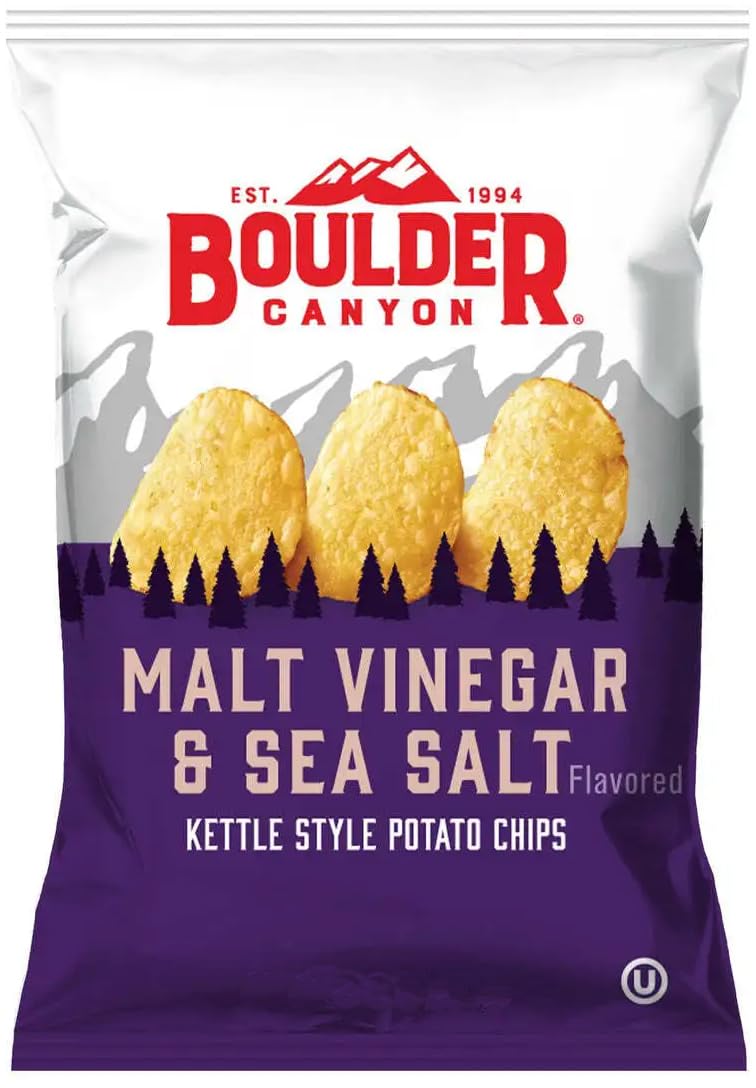 Boulder Canyon | Malt Vinegar & Sea Salt | Kettle Style Potato Chips| 1.5 Ounce | Pack Of 12 Bundled By Superdeals With Mystery