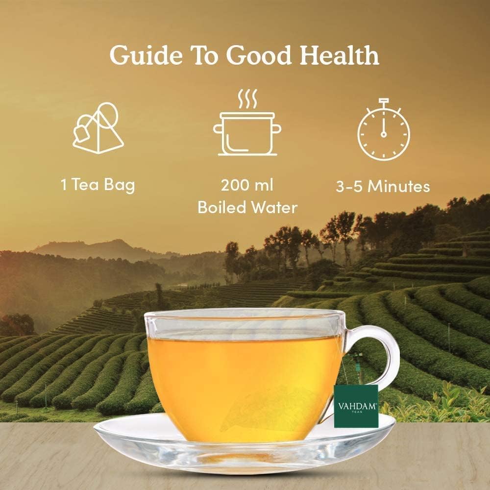 Vahdam, Turmeric Ginger Herbal Tea Bags (30 Pyramid Tea Bags) Caffeine Free, Non Gmo, Gluten Free | 100% Pure Herbal Blend - Savory & Spicy | Individually Wrapped Pyramid Tea Bags | Direct From Source