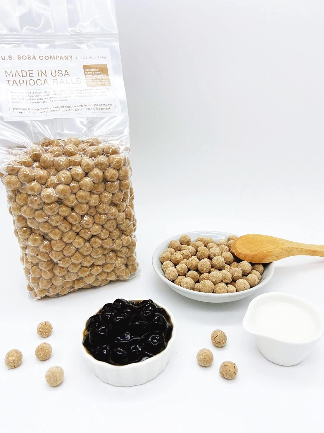 Fanale Unsweetened Tapioca Pearls, Easy to Cook Boba Balls for Tea & Desserts, Brown Sugar Flavor, 1 Pound Pack