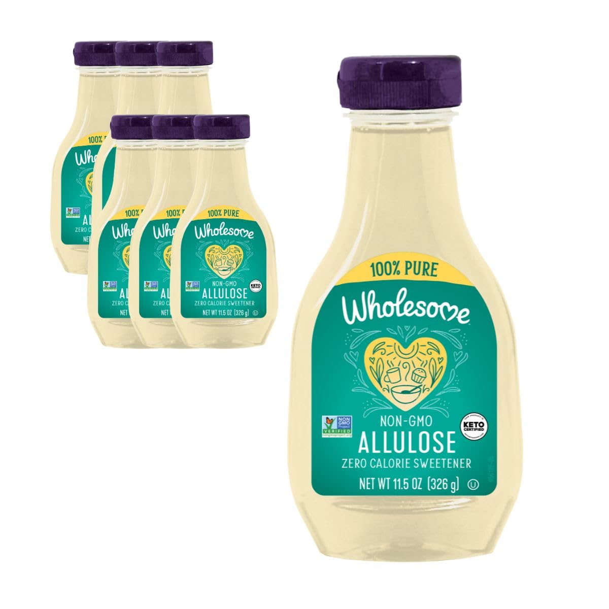 Wholesome Allulose Zero Calorie Liquid Sweetener, Vegan, Keto, Gluten Free & Non-Gmo, 11.5 Oz (Pack Of 6)