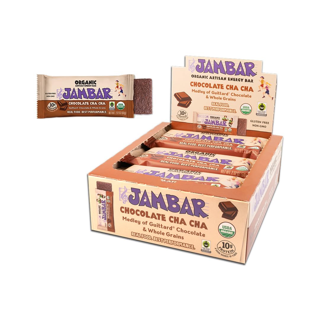 JAMBAR Organic Artisan Energy Bar - Chocolate Cha Cha, 12 Pack, 2.12 Ounce